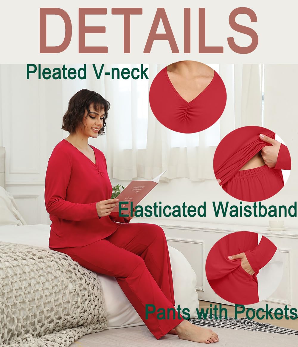 Syoss Women's Plus Size Pajama Sets - Soft Long Sleeve Sleepwear & Lounge Pjs (M-4XL) for Cozy Nights, Relaxing at Home, and Gift Giving