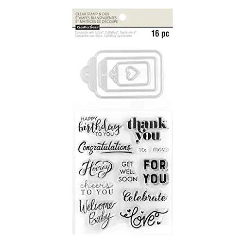 Recollections Clear Stamps & Dies Set - Premium Scrapbooking Tags for Card Making, DIY Crafts, and Memory Keeping - Perfect for Wedding Invitations, Journals, and Gift Wrapping