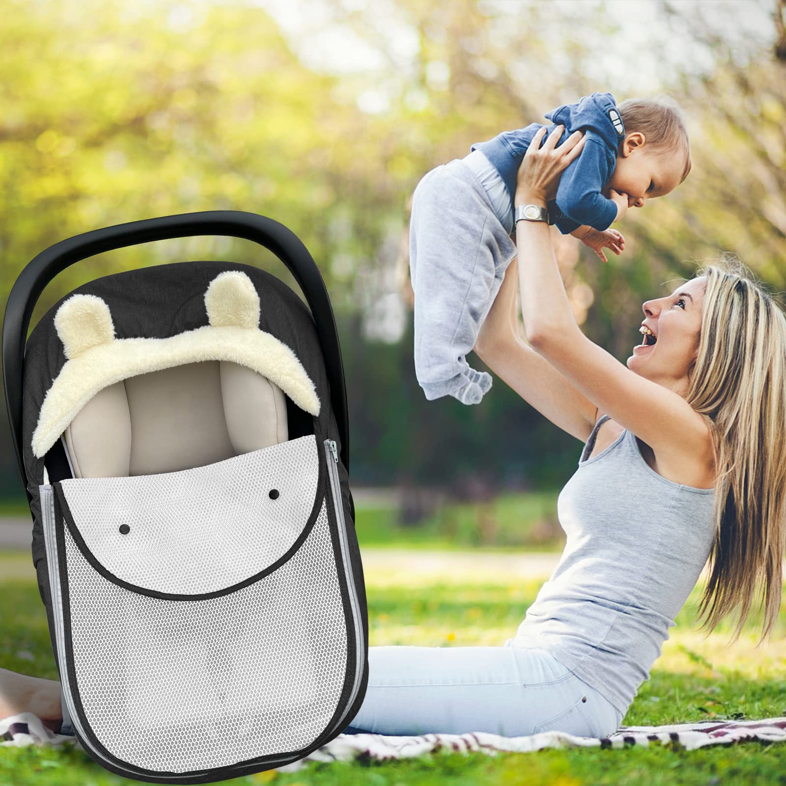 **Winter Baby Car Seat Cover - Universal 2-in-1 Infant Car Seat Protector for Boys & Girls - Soft & Warm All-Season Car Seat Liner - Perfect for Strollers, Shopping, and Travel**