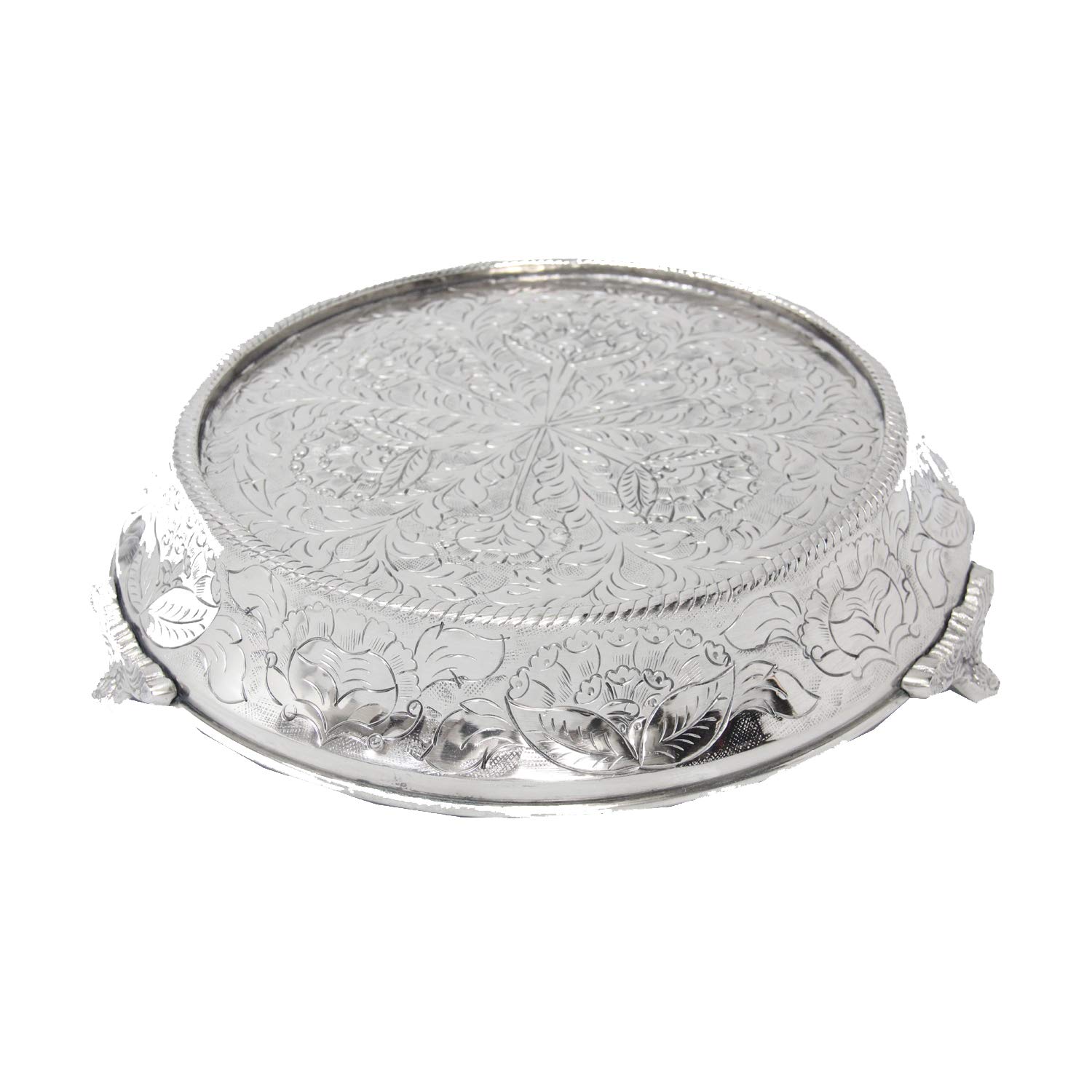 GiftBay 16-Inch Round Silver Wedding Cake Stand - Handcrafted Embossed Tapered Design for Elegant Wedding, Anniversary & Special Occasion Cakes | Durable Metal Construction for Professional Baking & Dessert Displays