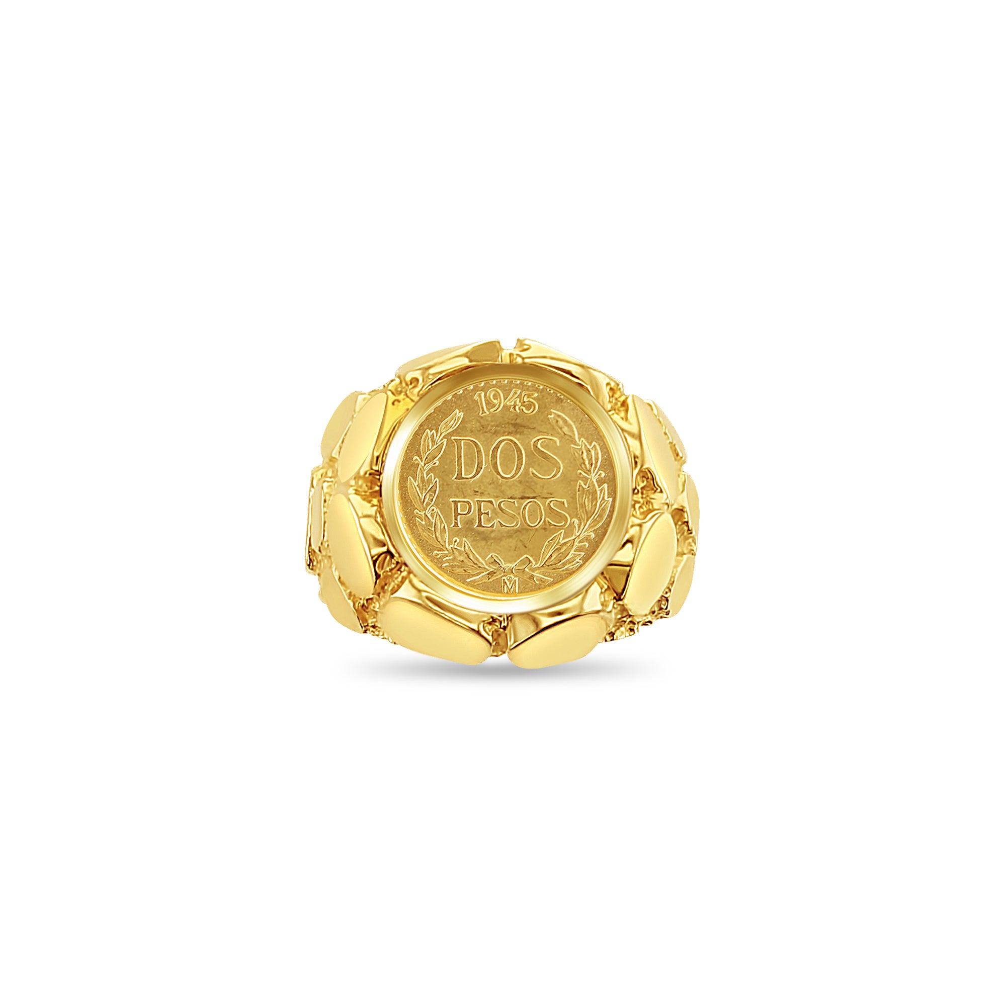 Authentic Dos Pesos Gold Coin Pebble Ring – Vintage Mexican Jewelry for Women | Perfect for Boho Style, Gift Giving & Special Occasions