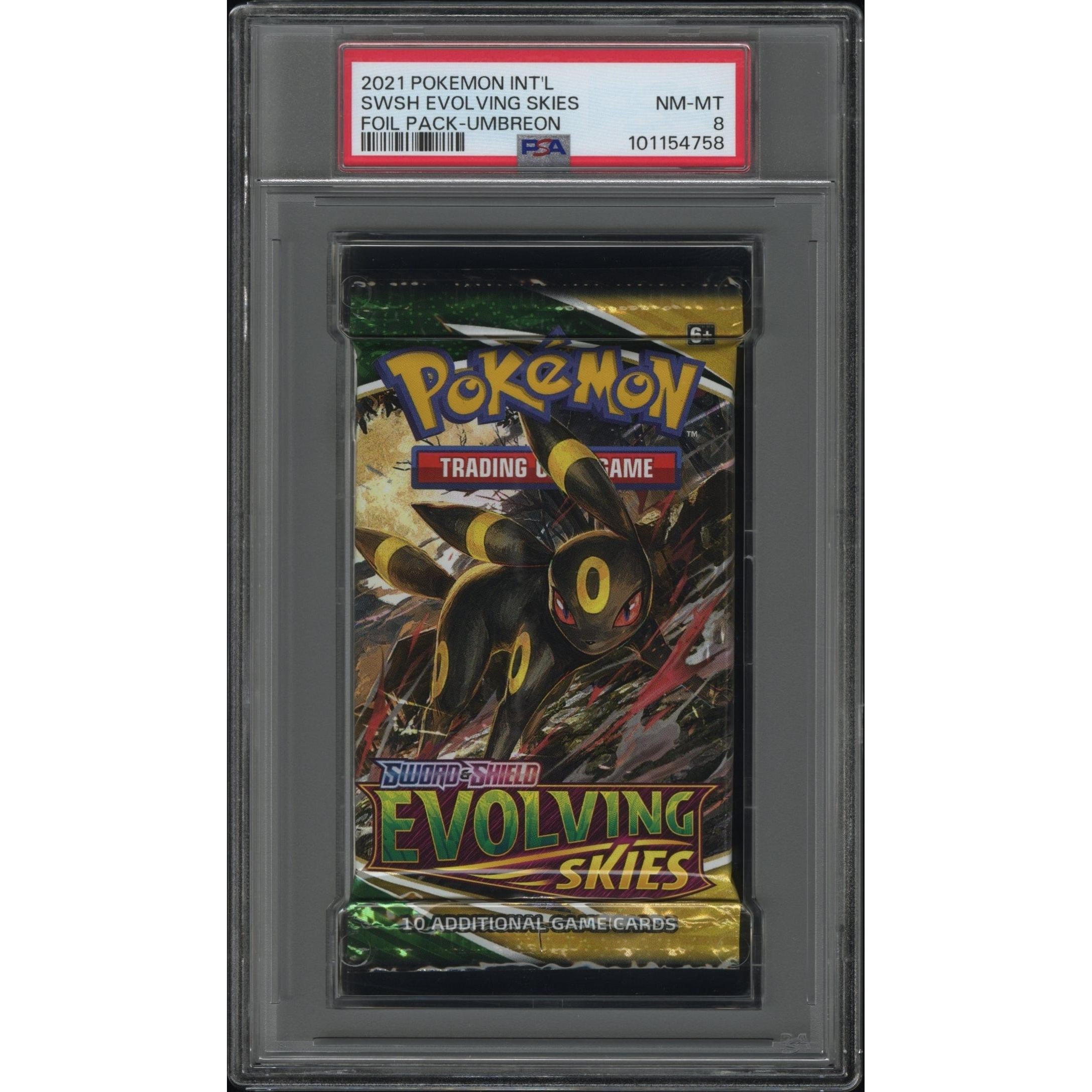 2021 Pokemon Evolving Skies Booster Pack - Umbreon Art PSA 8 Graded | Rare Trading Card Game Collectible for Pokemon Fans & Card Battles