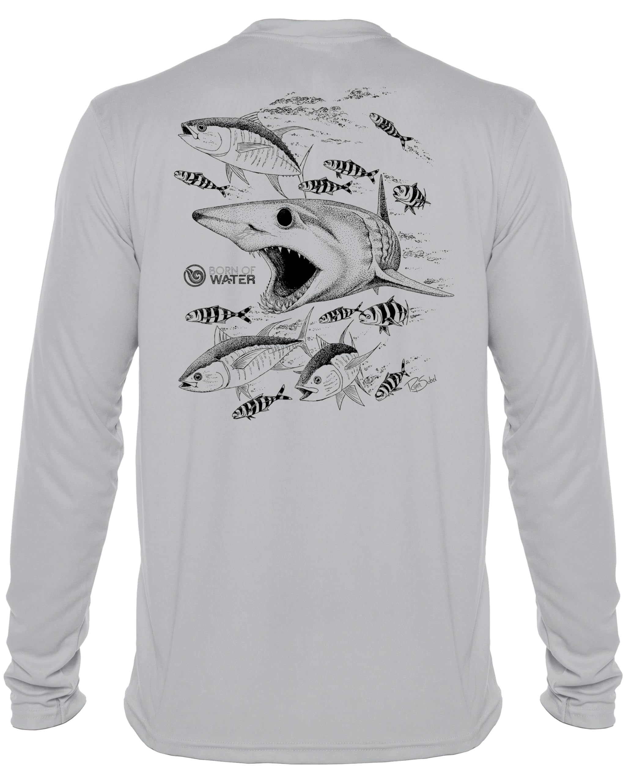 Mako Shark UV UPF+ 50 Long Sleeve Protection T-Shirt for Outdoor Activities and Sun Safety