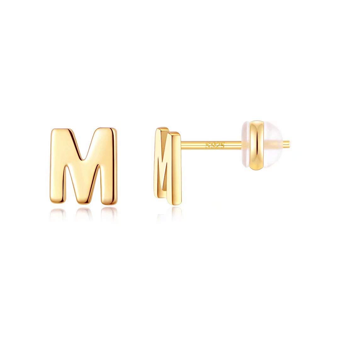 925 Sterling Silver Initial Stud Earrings for Women - Hypoallergenic Small Letter Earrings, Dainty Minimalist Jewelry Gift for Her | Perfect for Everyday Wear, Birthday Gifts & Special Occasions