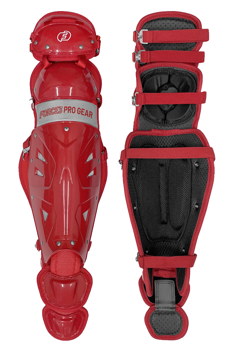 FORCE3 Defender Two-Tone Catcher Leg Guards - Baseball & Softball Protective Gear for Youth & Adults - Perfect for Games, Training & Practice