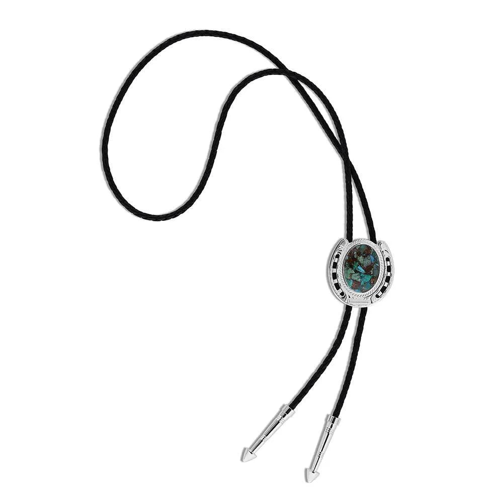 Handcrafted Turquoise Bolo Tie for Men - Western Style Adjustable Necklace - Perfect for Cowboy Outfits, Rodeo Events & Southwestern Fashion