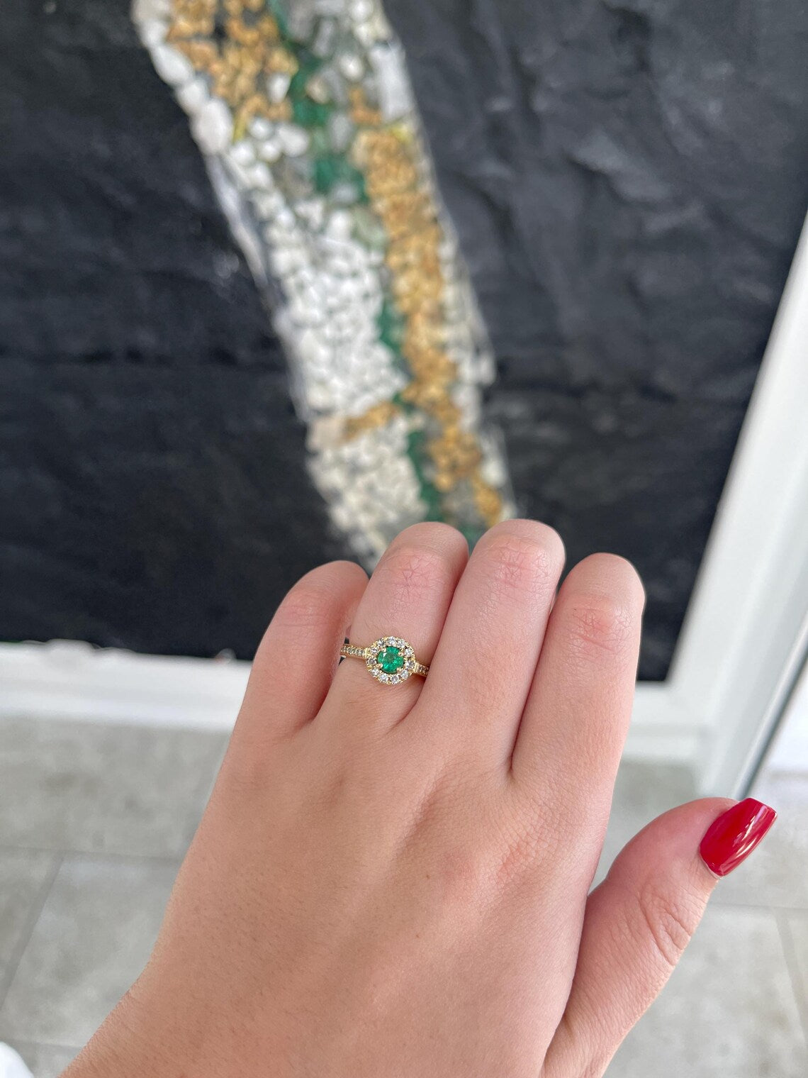 0.75 Carat Round Emerald Cut Diamond Halo Engagement Ring for Women - Elegant Wedding, Proposal & Anniversary Jewelry Gift