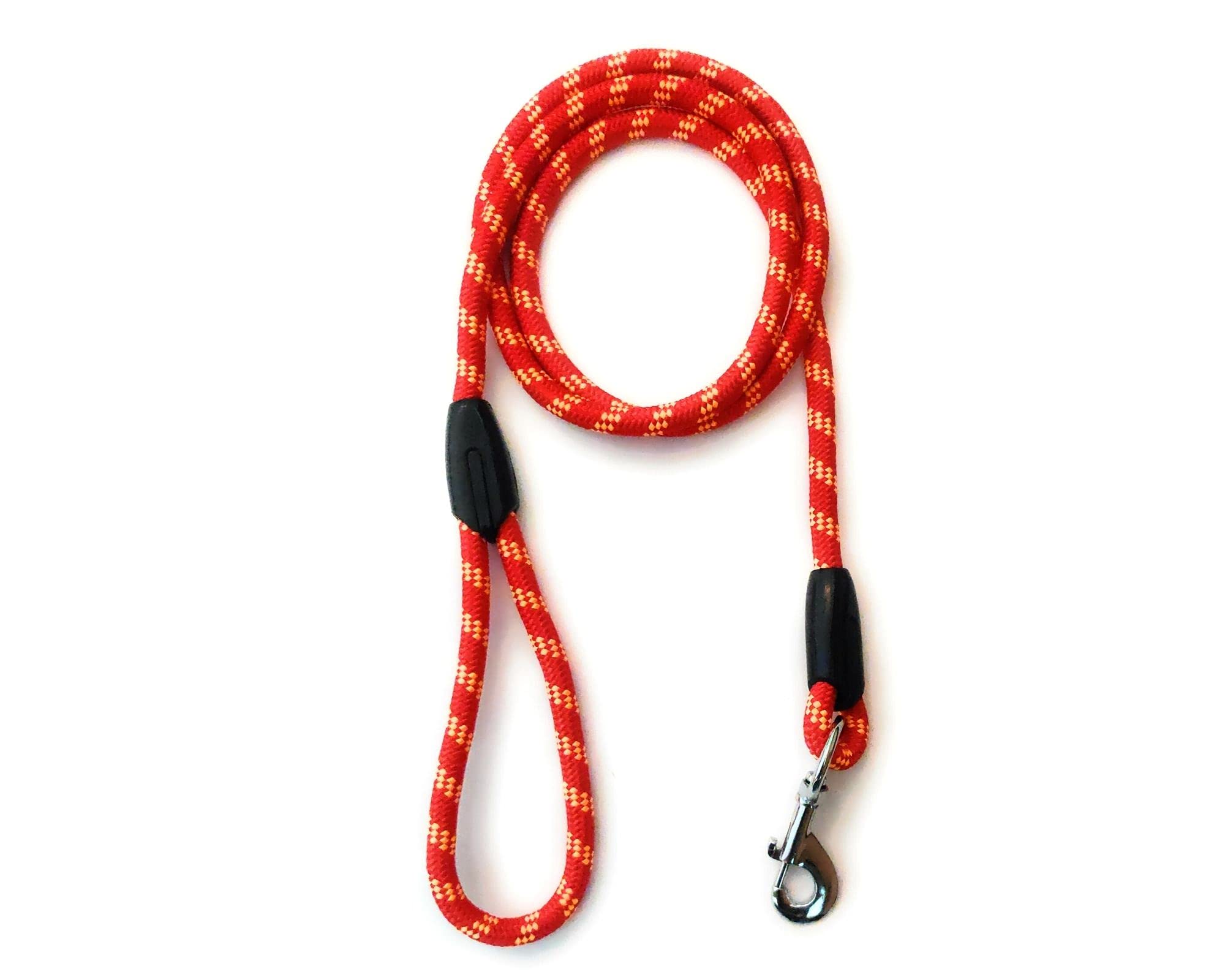 PetWag Nylon Dog Rope Leash - 4ft (48 inch) Small Dog Leash with 9mm Thickness - Durable & Adjustable for Walking, Training & Outdoor Activities (Red)