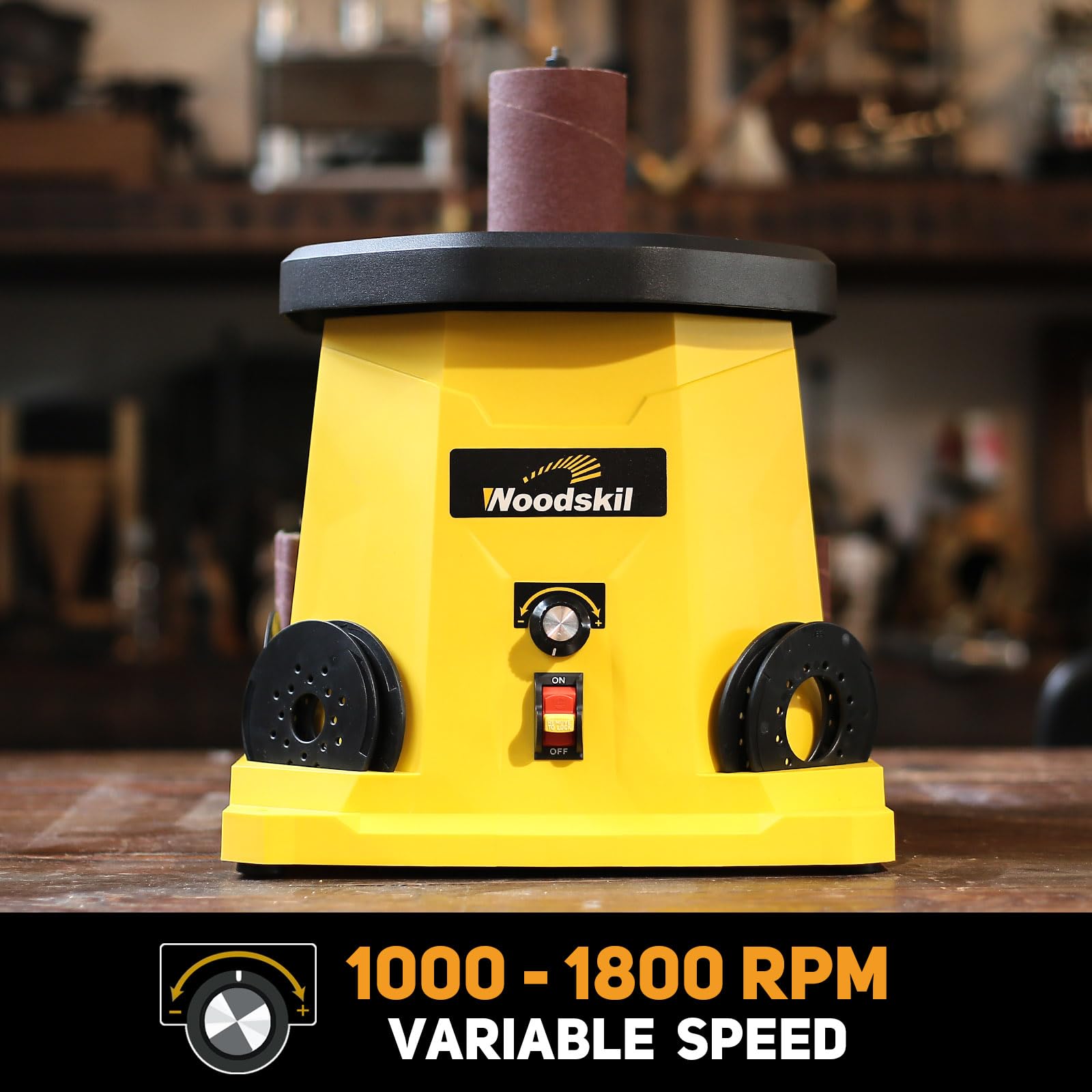 4A Variable Speed Oscillating Spindle Sander 1000-1800RPM | Woodworking Power Tool with Multiple Sanding Sleeves | Efficient Dust Collection & Compact Design | Perfect for Furniture Making, Cabinet Sanding & DIY Wood Projects