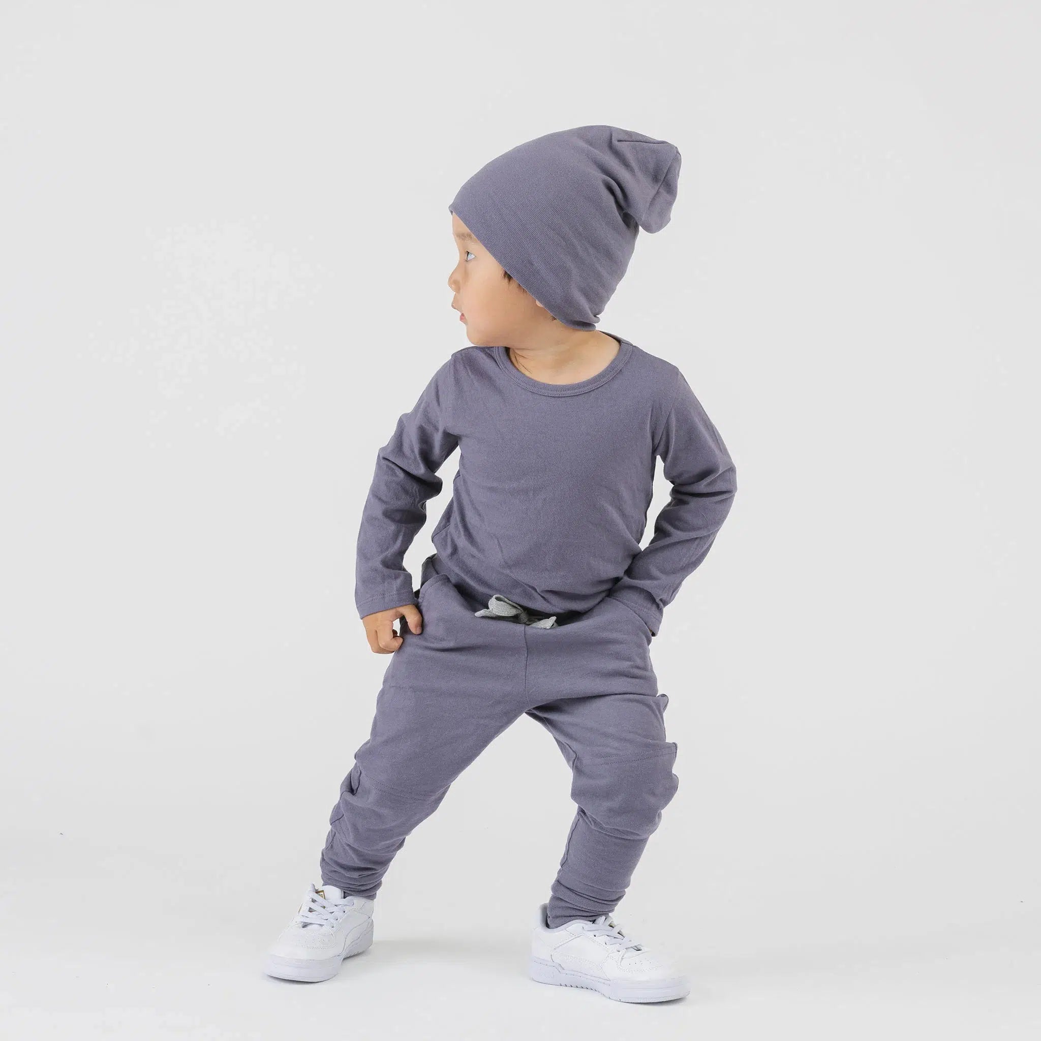 Organic Mini Mioche Long Sleeve Cloud Tee - Soft Vintage Plum Cotton Baby Shirt for Boys & Girls | Perfect for Playdates, Family Outings and Cozy Everyday Wear