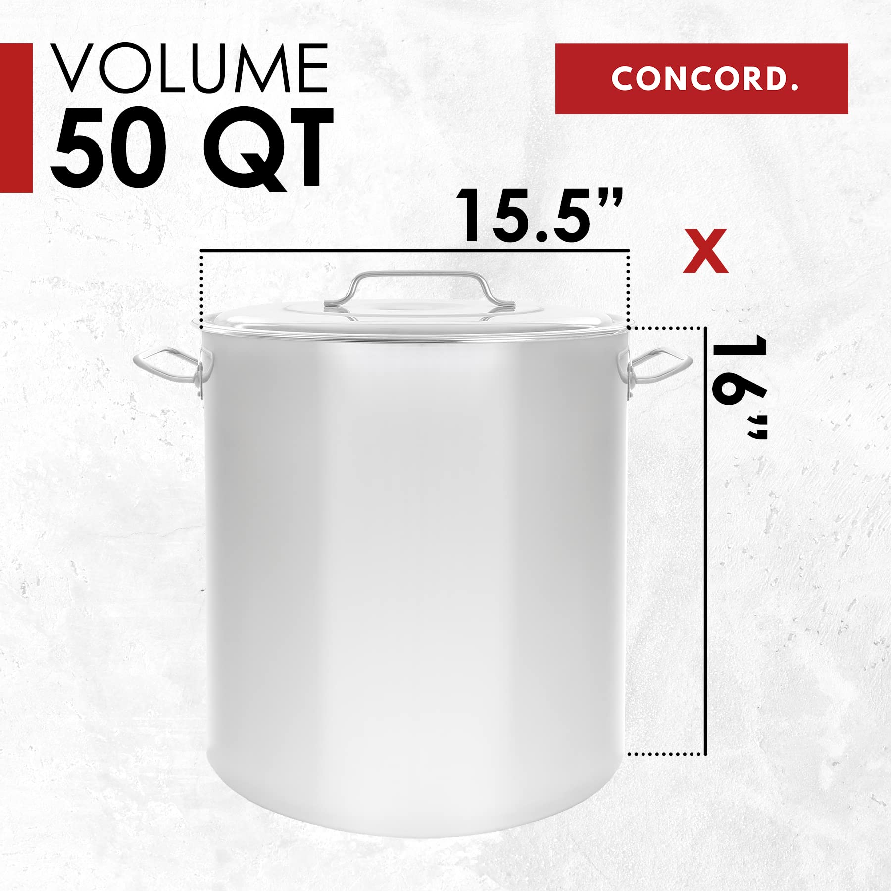 50 Quart Stainless Steel Stock Pot - Heavy Duty Commercial Cooking Pot for Soups, Stews & Pasta - Restaurant & Home Kitchen Use