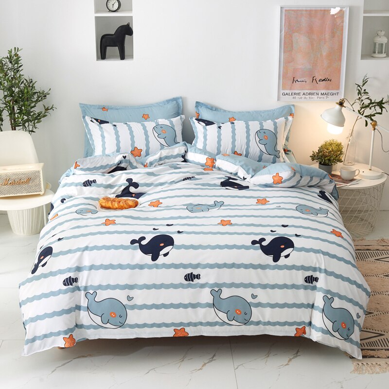 Premium Whale Print Bedding Set - Soft & Stylish Queen Size Comforter, Sheet & Pillowcase Set for Cozy Bedroom Decor - Perfect for Kids, Teens & Adults