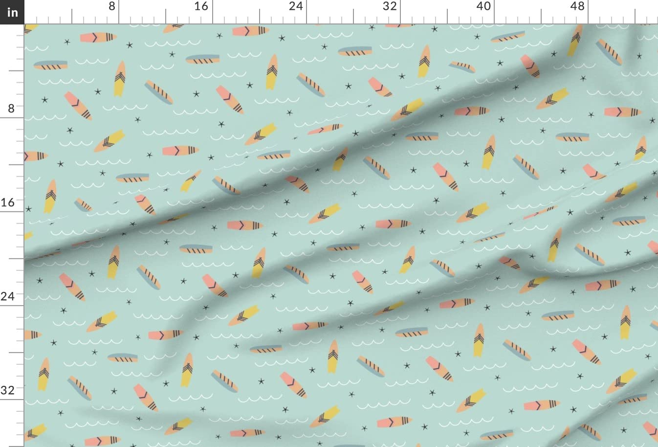 Premium Spoonflower Fabric - Sea Surfing Surfboard Nautical Beach Print on Soft Minky Fabric by The Yard | Perfect for Sewing Baby Blankets, Quilt Backing & Plush Toys | DIY Home Decor, Nursery Projects & Coastal Themed Crafts