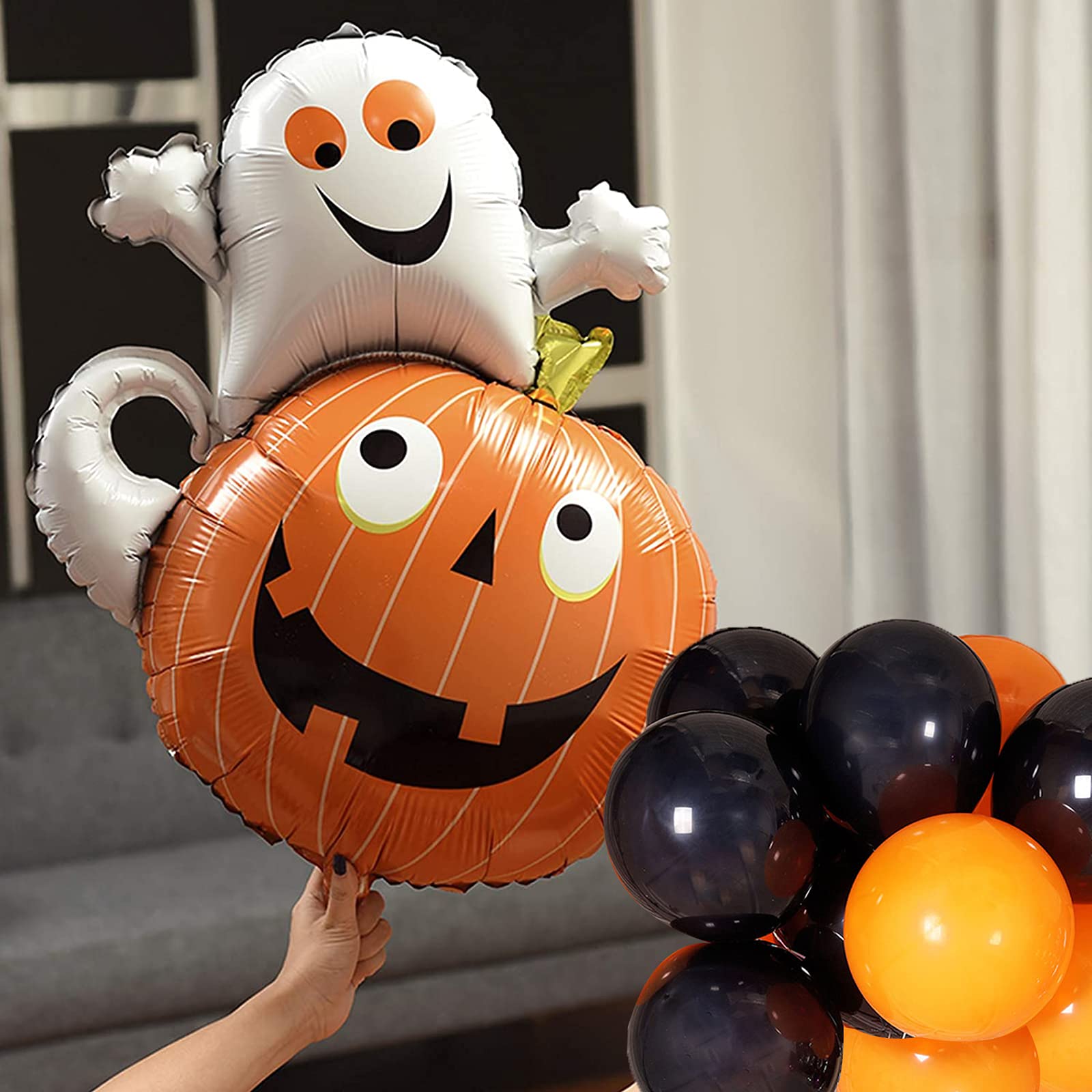 Halloween Balloons - Pumpkin & Ghost Foil Balloons, Latex Balloons for Kids Scary Party Decorations | Perfect for Halloween Birthday Parties, Home Decor & Spooky Events