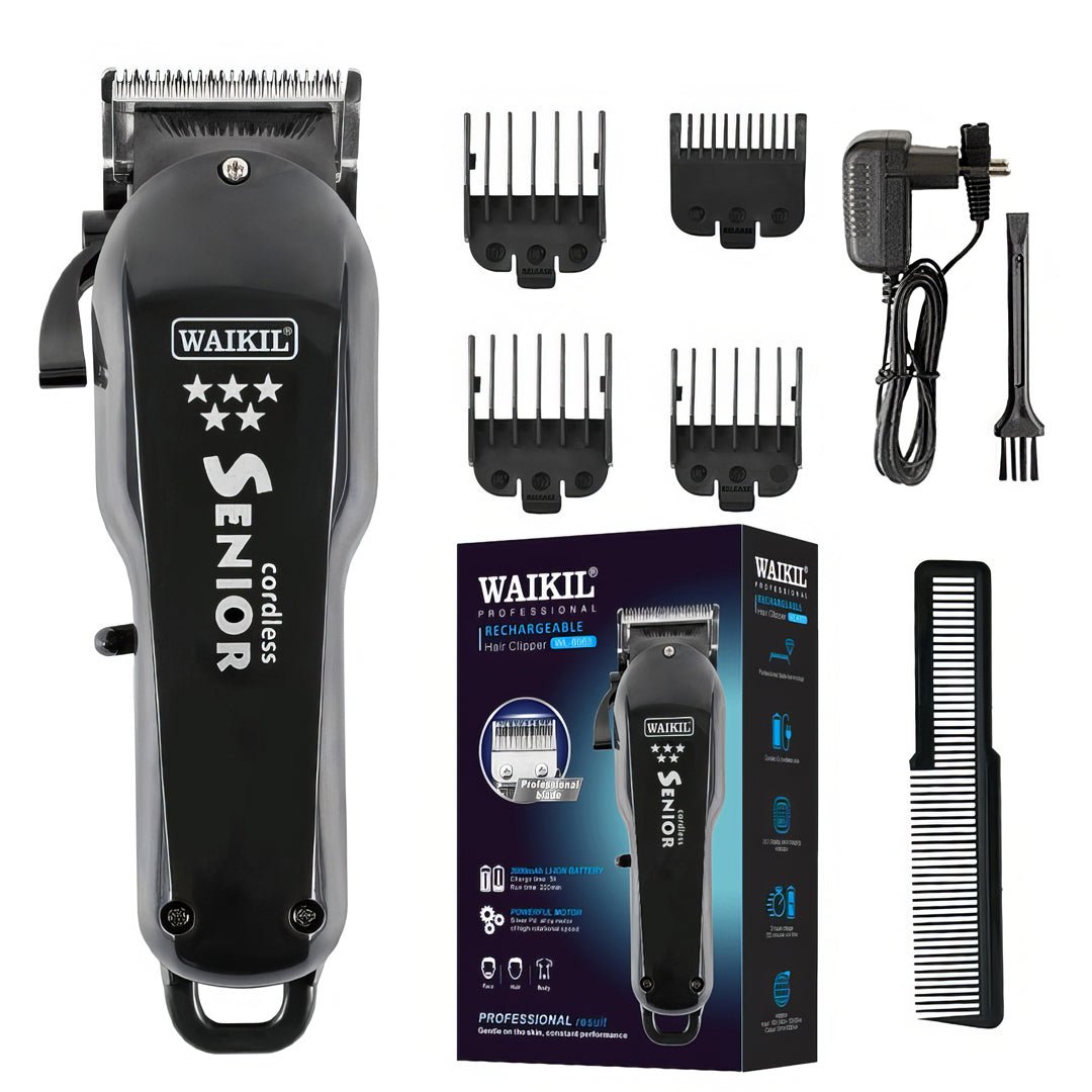 Professional Rechargeable Cordless Hair Clipper for Men & Women - WAIKIL Electric Hair Trimmer with Adjustable Guide Combs | Perfect for Home Haircuts, Beard Trimming & Pet Grooming