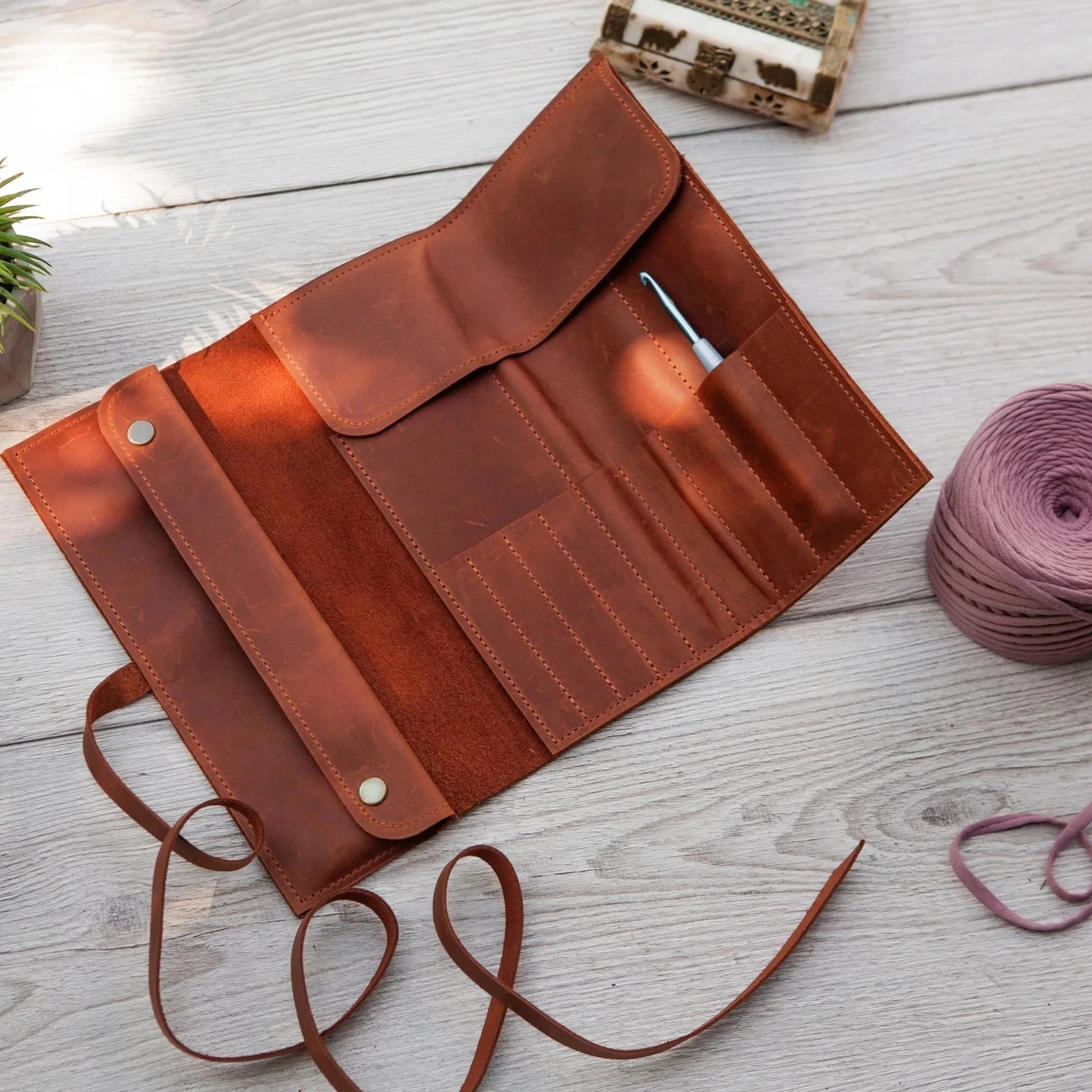 Premium Knitting Needle Roll Case - Durable Fabric Organizer for Circular & Straight Needles - Perfect for Travel, Storage & Knitting Projects (Gifts for Knitters)