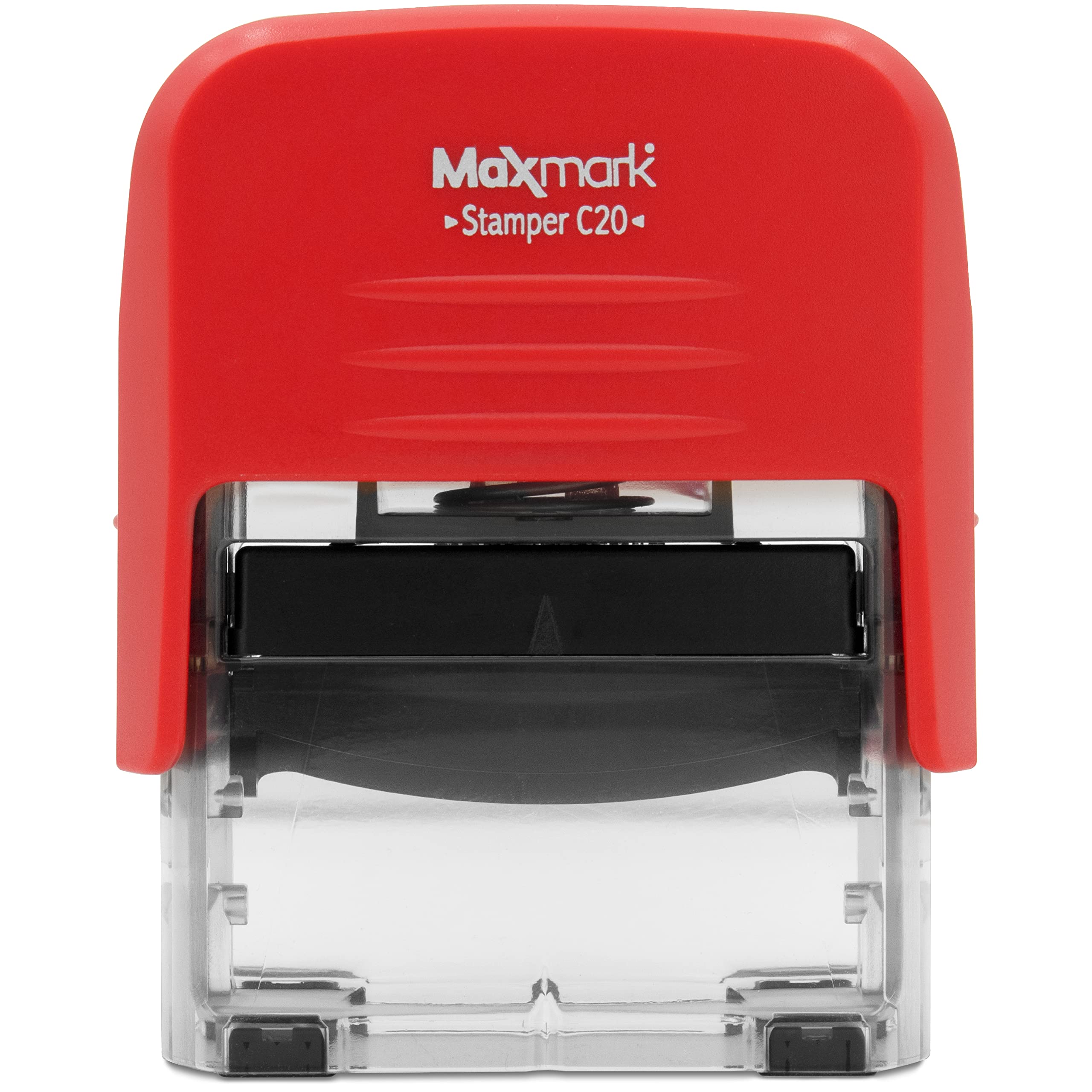 Self Inking Stamp with Custom Text - 20mm Printer Stamp with 2 Red Ink Pads | Perfect for Office Documents, Business Forms & Address Labels