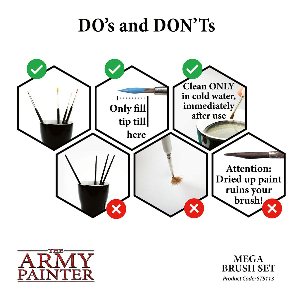 The Army Painter Paint Brush Set - 10 Acrylic Miniature Brushes with Kolinsky & Sable Fine Detail & Drybrush for Warhammer, D&D, and Scale Models - Perfect for Miniature Painting, Wargaming, and Tabletop Terrain