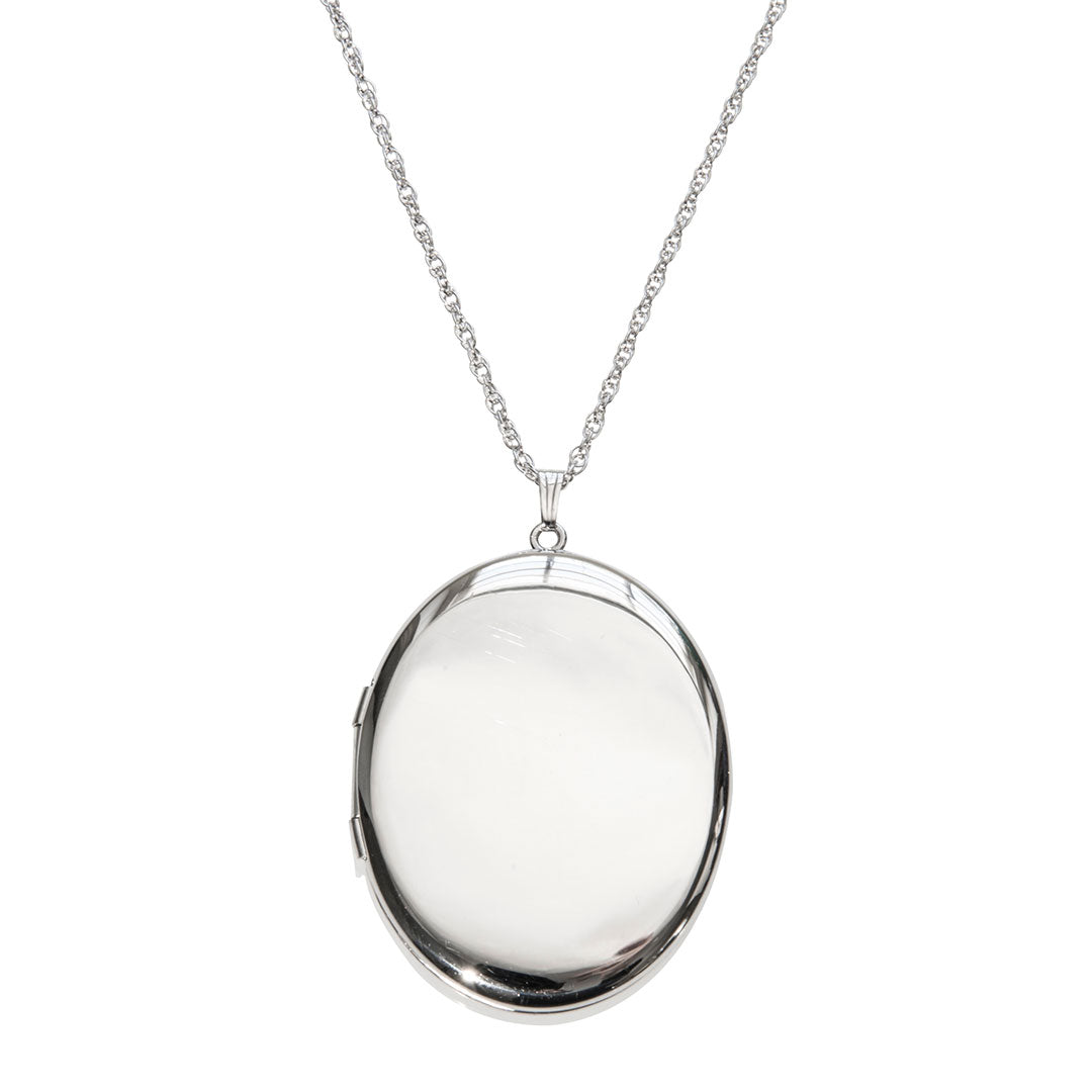 Sterling Silver 39x47mm Oval Locket Necklace for Women - Personalized Photo Pendant Jewelry Gift for Mom, Grandma, Wife - Perfect for Valentine's Day, Anniversary & Special Occasions