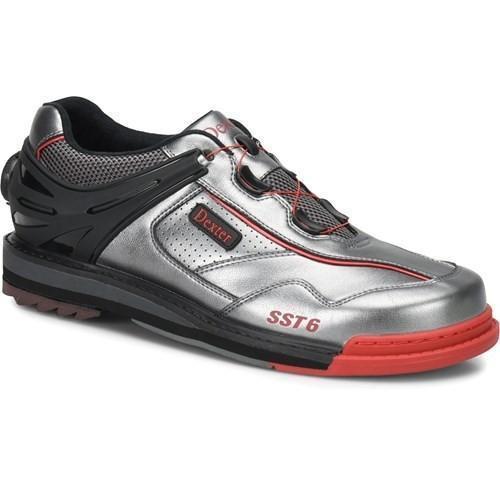 Dexter Men's SST 6 Hybrid BOA Right Hand Bowling Shoes - Grey/Black/Red Wide Fit for Professional & League Bowlers - Perfect for Bowling Alleys & Tournaments