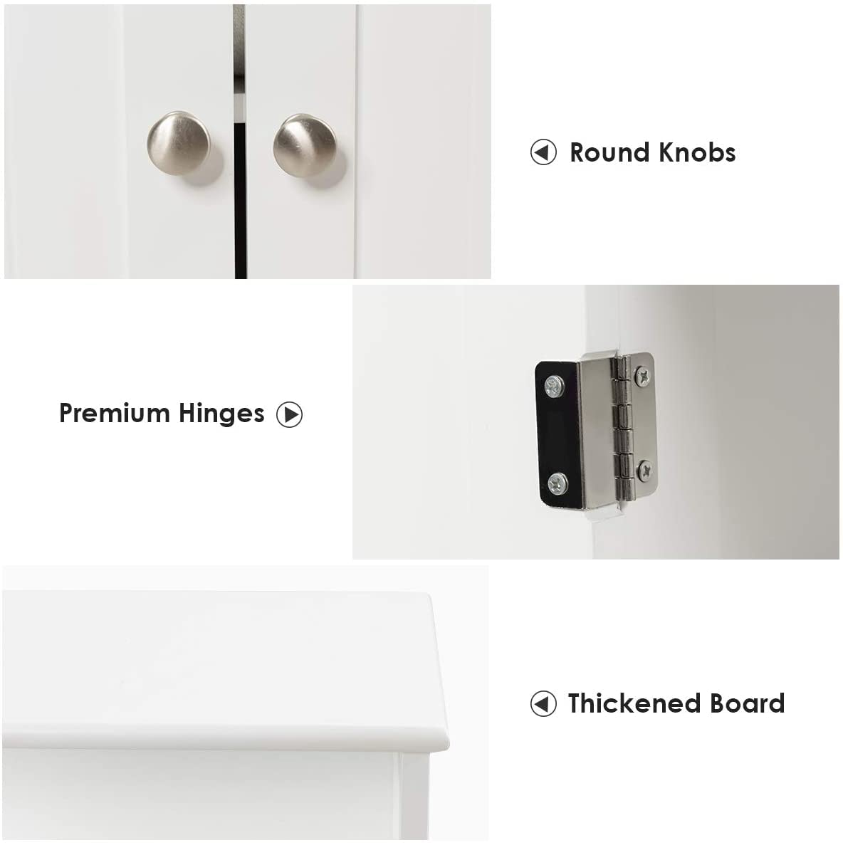 Rainfally Bathroom Storage Cabinet with Open Shelf, 2 Doors & Adjustable Drawers - White Standing Cupboard for Kitchen, Bathroom, Bedroom & Office - Perfect for Organizing Towels, Toiletries & Cleaning Supplies