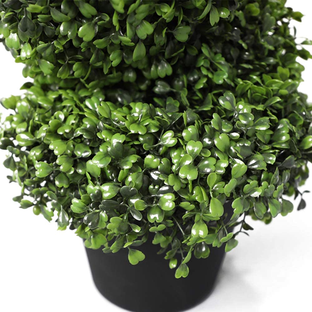 59 Inch Artificial Boxwood Spiral Topiary Trees - Set of 2 Fake Faux Plants in Plastic Pots for Indoor/Outdoor Decor - Perfect for Patio, Garden, Entryway & Home Office Decorations