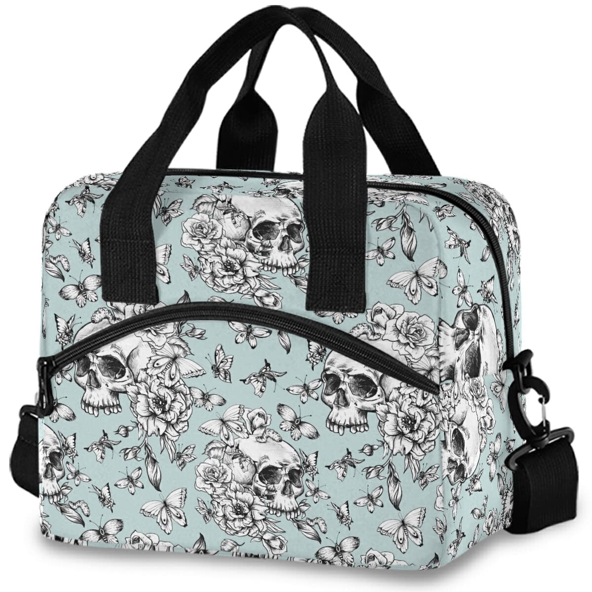 Vintage Gothic Skull Insulated Lunch Bag - Reusable Leakproof Cooler Tote for Men & Women - Perfect for Work, School, Picnics & Outdoor Activities
