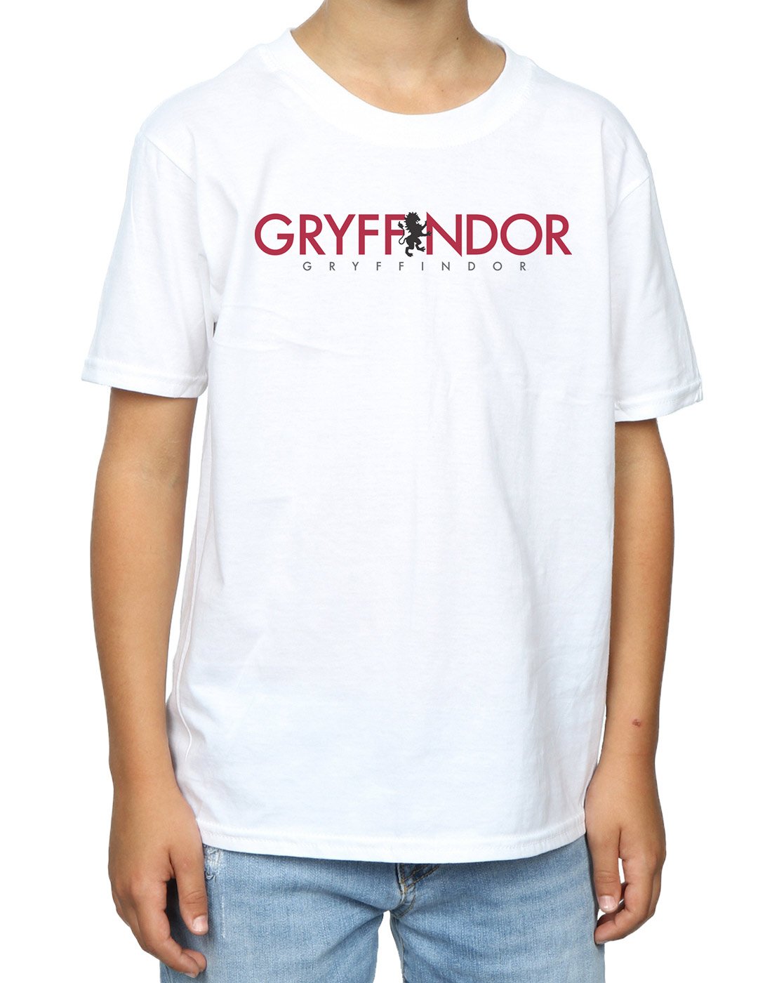 Harry Potter Gryffindor Boys T-Shirt for Kids 9-11 Years - Soft Cotton White Hogwarts House Apparel for School, Cosplay & Halloween