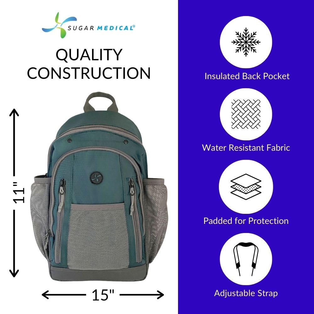 Insulated Diabetes Sling Backpack for Diabetic Supplies | Medical Travel Case with Glucose Meter Storage | Waterproof Diabetic Care Organizer (Storm) - Perfect for Travel, Work & Daily Diabetes Management