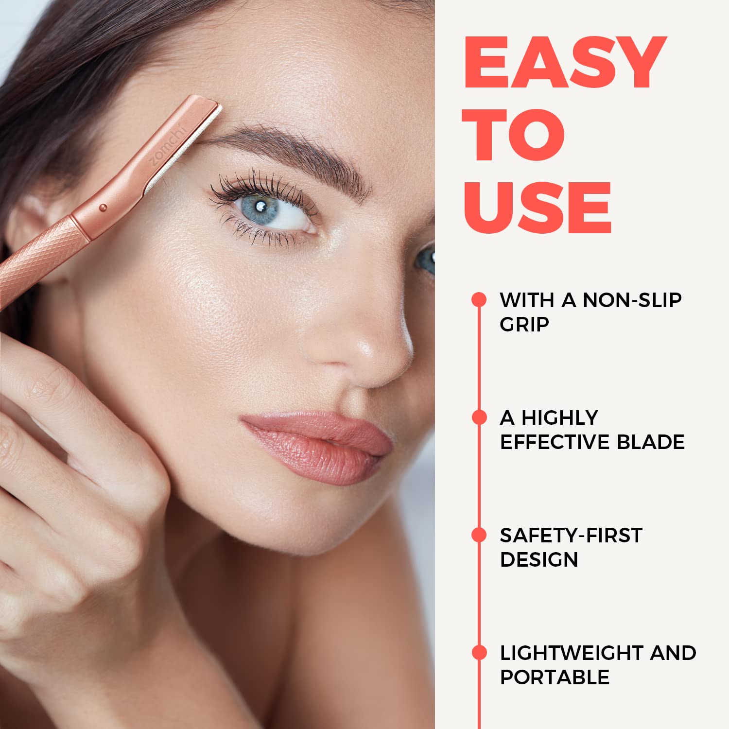 Premium Metallic Blue & Rose Gold Eyebrow Razor - Ultra Sharp Facial Hair Remover for Perfect Eyebrow Shaping & Smooth Skin | At-Home Salon, Travel-Friendly Beauty Essential