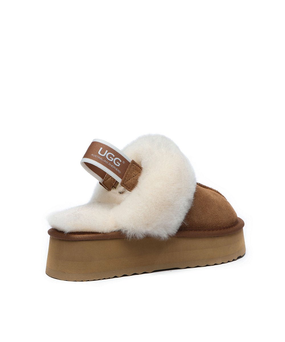 Women's UGG Platform Scuff Slippers - Cozy House Shoes for Indoor & Outdoor Wear - Perfect for Winter, Lounge & Home Comfort