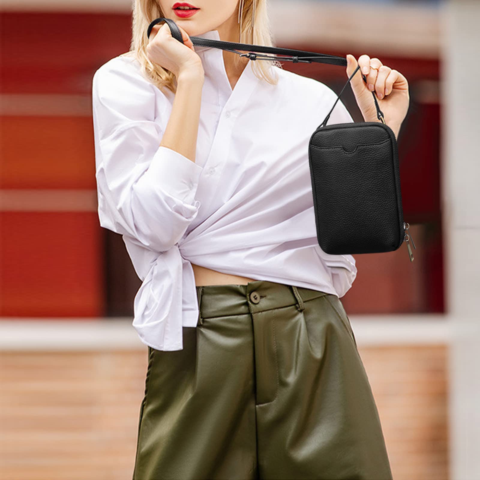 Premium KITATU Women's RFID Blocking Crossbody Phone Purse - Genuine Leather Small Wallet Bag for iPhone, Credit Cards & Essentials - Perfect for Travel, Shopping & Daily Use