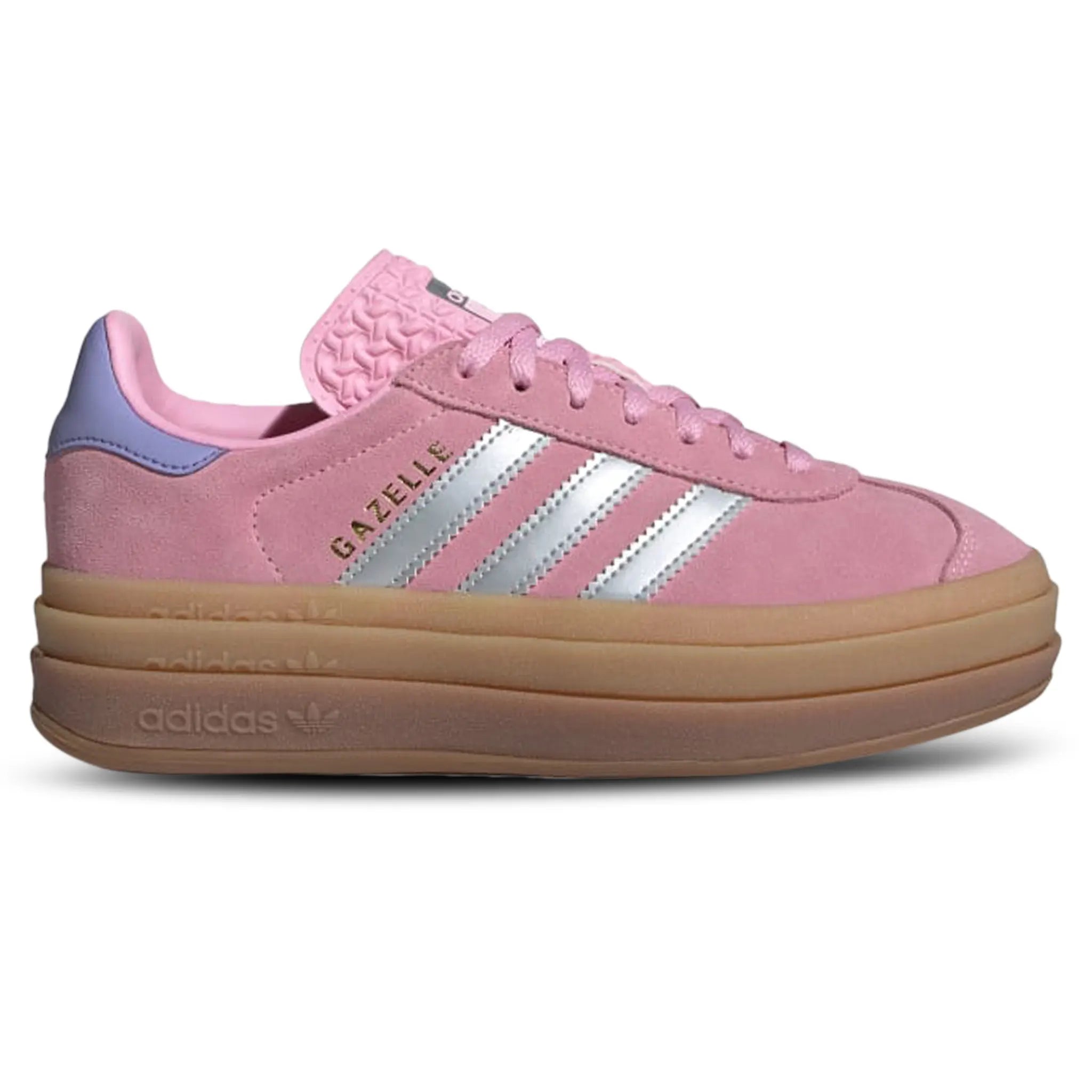 Adidas Gazelle Bold Kids Sneakers - True Pink, Gum & Silver Purple | Stylish & Comfortable for School, Play & Everyday Wear