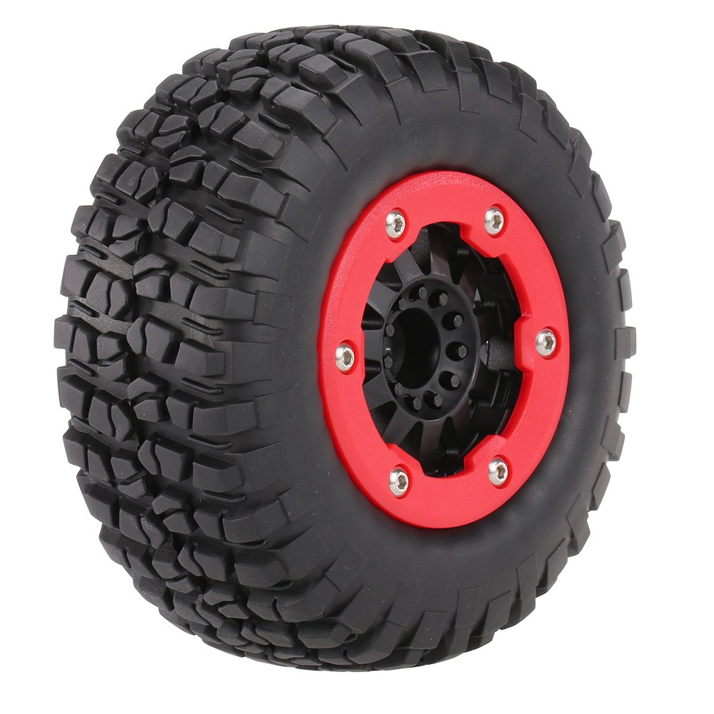 110mm Off-Road Tires and Wheel Rims Set for 1/10 Scale RC Short Course Trucks - Compatible with Traxxas Slash, Redcat Blackout - Perfect for Racing, Bashing & Off-Road Adventures