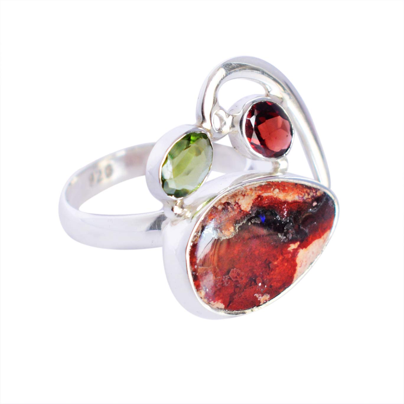 Exquisite Mexican Fire Opal & Garnet 925 Sterling Silver Ring - Handmade Jewelry Gift for Women, Brides, Anniversary | Perfect for Weddings, Date Nights & Special Occasions