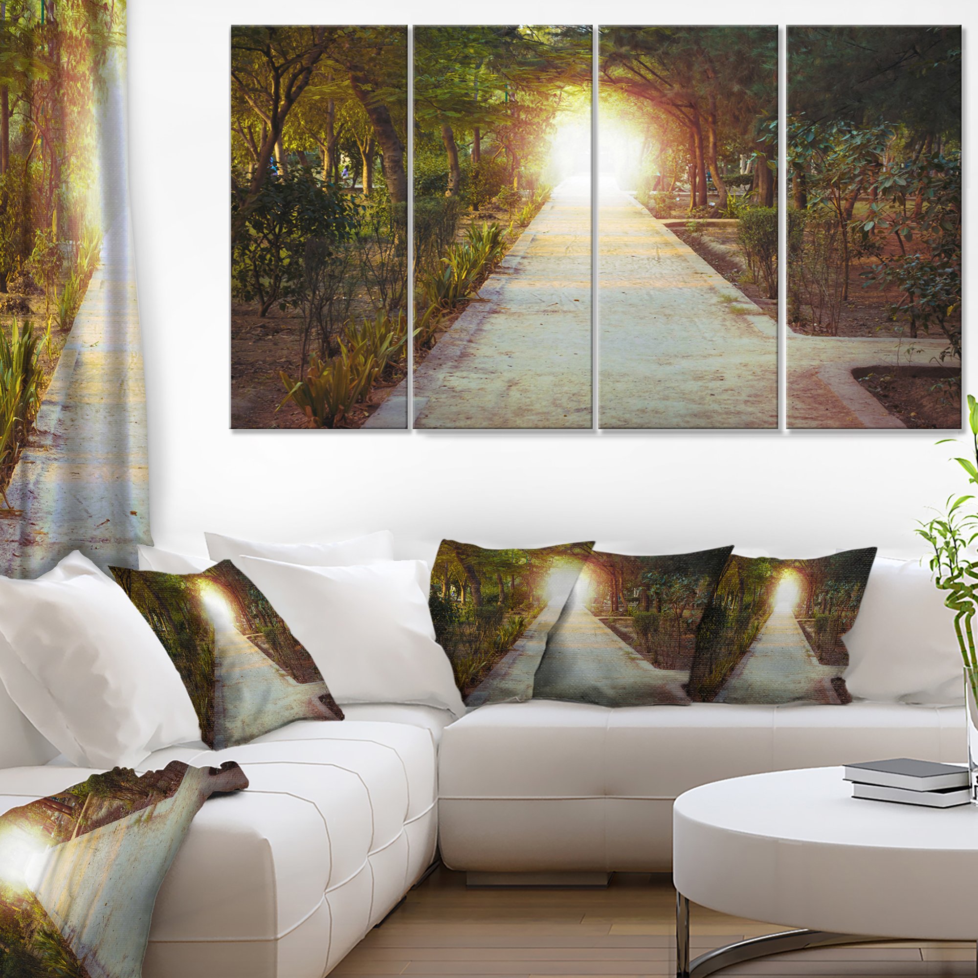 Designart Path to Magical Mystery Woods Landscape Canvas Print - 48x28 Inch 4-Piece Wall Art Set (PT9351-271) - Perfect for Living Room, Bedroom & Office Decor