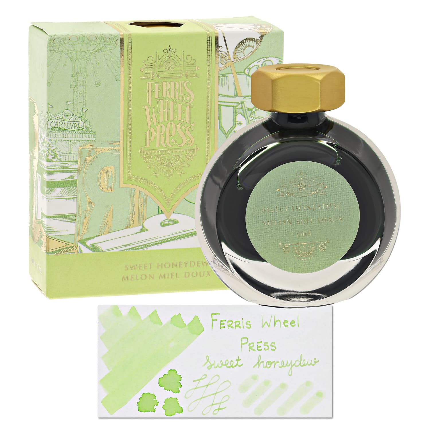 Ferris Wheel Press Sweet Honeydew Fountain Pen Ink - 38mL Bottle for Calligraphy, Journaling & Artistic Writing