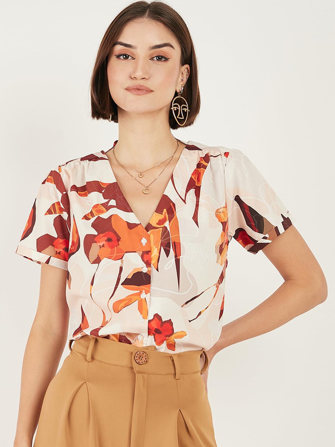 ALL YOURS Women's Satin Shirt Blouse - Elegant Floral Print Office Wear Tops for Work & Casual Outfits | Perfect for Business Meetings, Date Nights & Spring Fashion