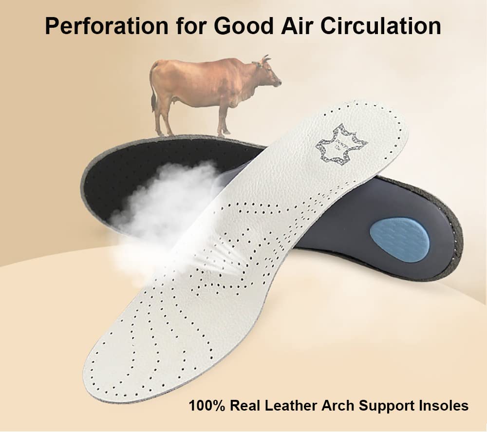 **Women's Thin Leather Orthotic Insoles for Flat Feet & Plantar Fasciitis – Semi-Rigid Arch Support for Heel Pain Relief, Non-Slip Shoe Pads for Metatarsal & Heel Spurs (US Women's 5-6 M) – Perfect for Work, Walking & Comfortable All-Day Wear**