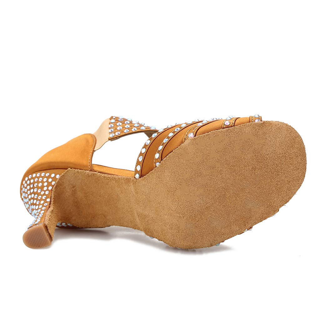 Women's Rhinestone Ballroom Latin Salsa Bachata Dance Shoes for Performance, Practice, and Social Dancing