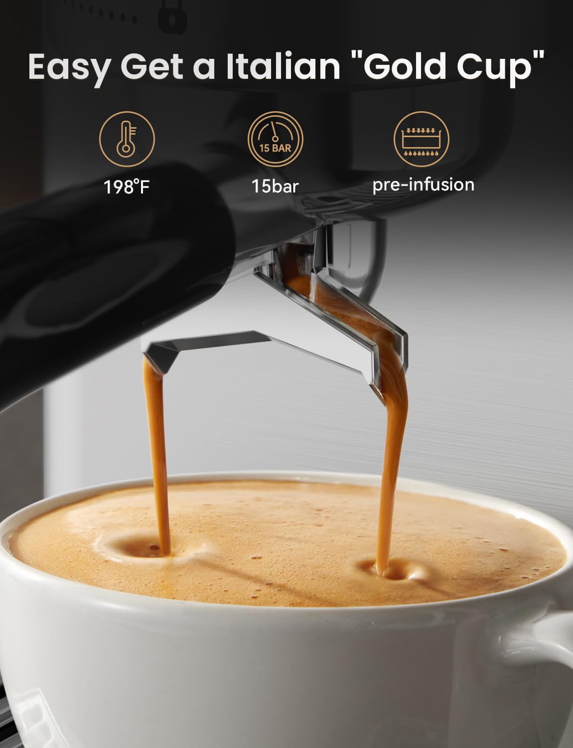 Neretva 2-in-1 Stainless Steel Espresso and Coffee Maker Combo - 1450W 15 Bar Pressure for Espresso, Latte, Macchiato & Cappuccino - Professional Barista Quality for Home Use (Silver) | Perfect for Morning Brews, Entertaining Guests & Coffee Shop Experience at Home