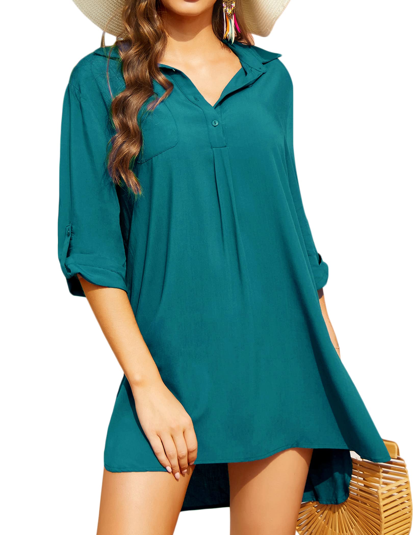 Avidlove Women's Beach Cover Up Shirt - Button Up Swimsuit Cover for Swimwear | Lightweight Summer Beachwear for Pool, Vacation & Resort