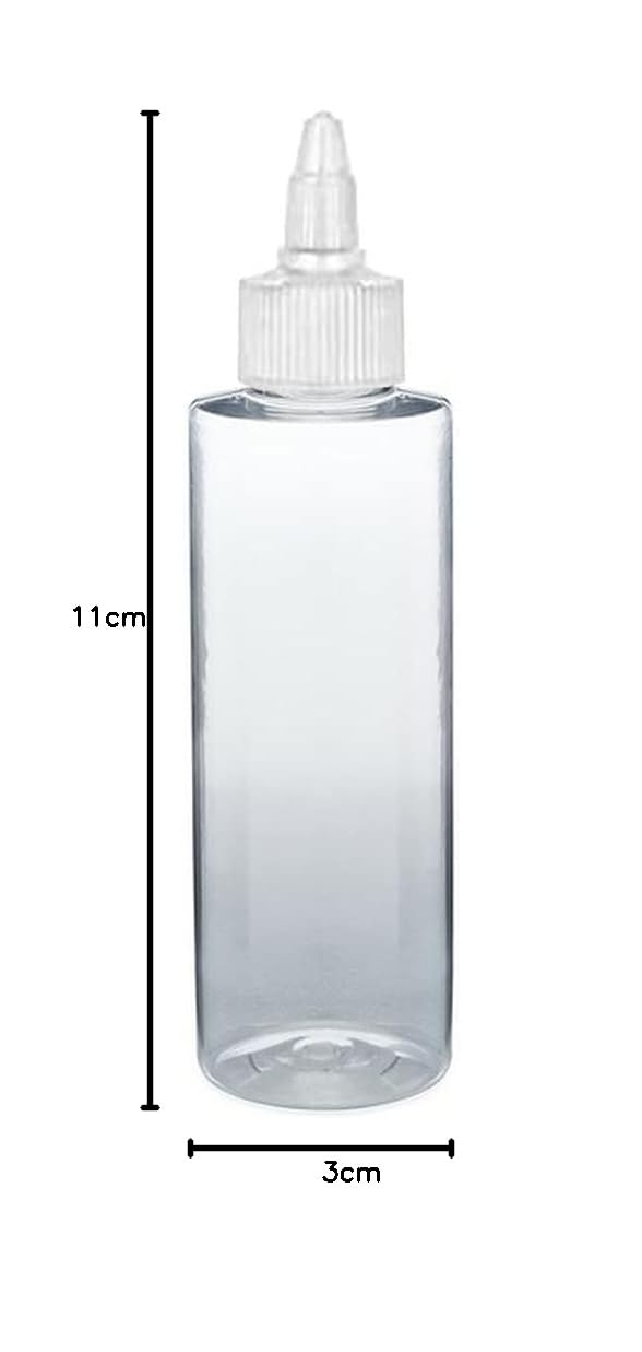 PHARCOS 100ml Twist Top Applicator Bottle - Refillable Transparent Plastic Bottle with Open/Close Nozzle for Hair Oil, Shampoo, DIY Hair Care & Scalp Treatments - Perfect for Direct Scalp Application & Hair Root Care (Pack of 1) - Great for Home Hair Treatments, Travel & Salon Use