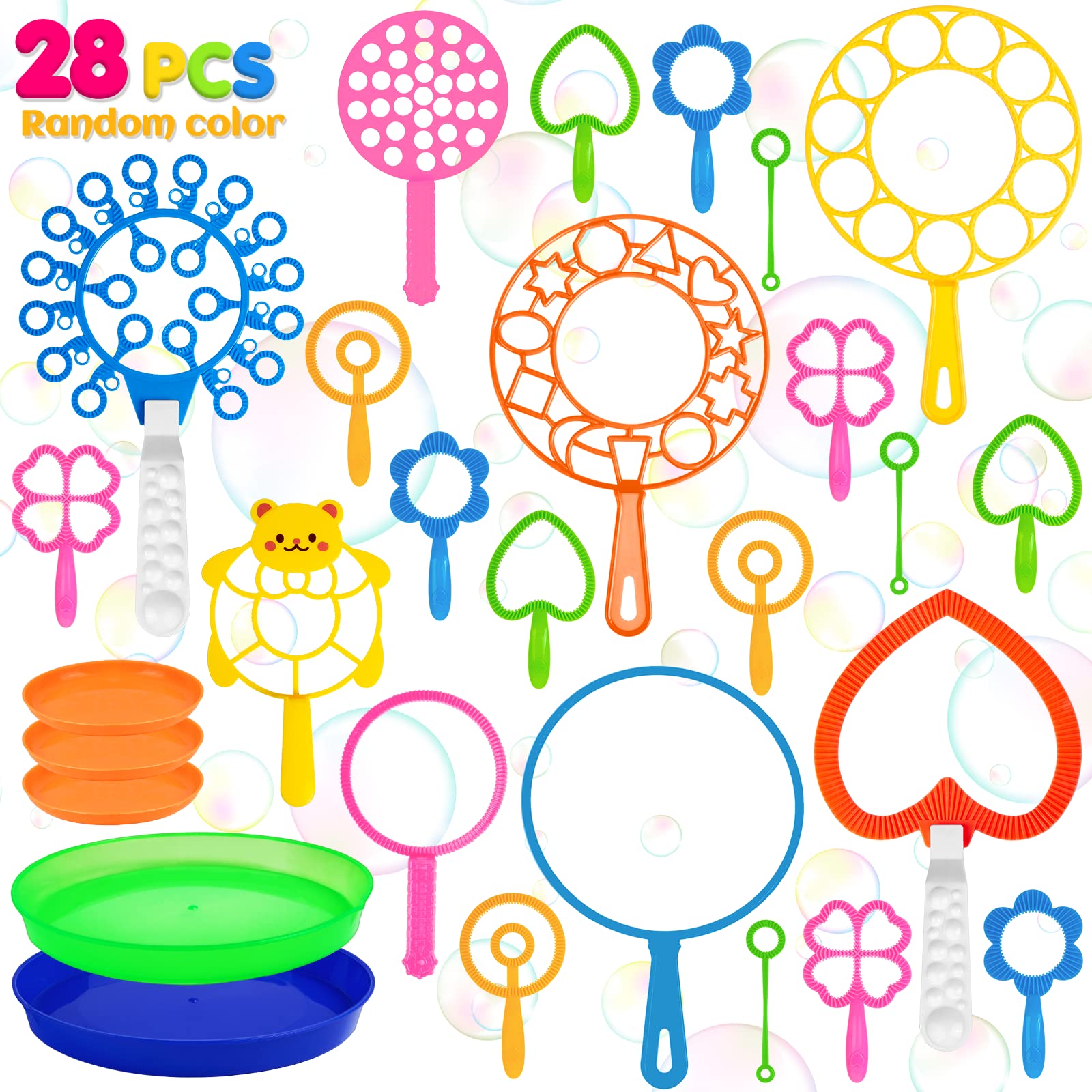 Roberly 28 Pcs Big Bubble Wands Set for Kids Outdoor Party & Birthday Gifts - Giant Bubbles Making Toys for Summer Fun