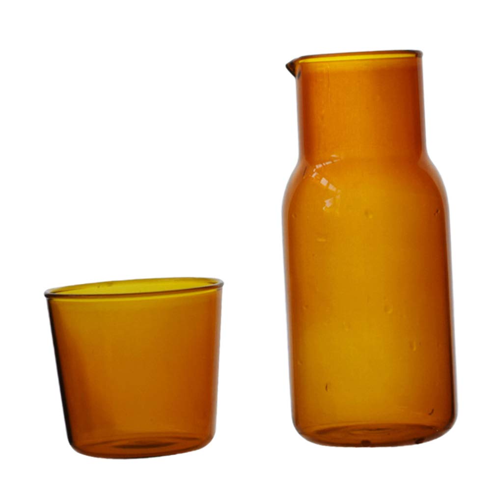 Cabilock 2-Piece Glass Water Carafe and Tumbler Set - Nightstand Pitcher with Drinking Glasses for Juice, Tea, Milk, Wine & Beverages | Perfect for Bedside Hydration, Hotel Rooms, and Gift Giving