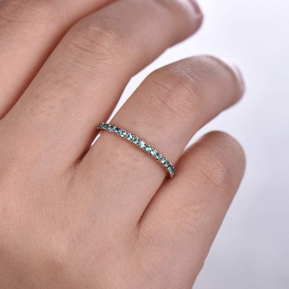 Alexandrite Eternity Ring - Sterling Silver Stackable Wedding Band, Rose Gold Plated June Birthstone Jewelry for Anniversary & Bridal Stacking | Perfect for Engagements, Weddings & Special Occasions