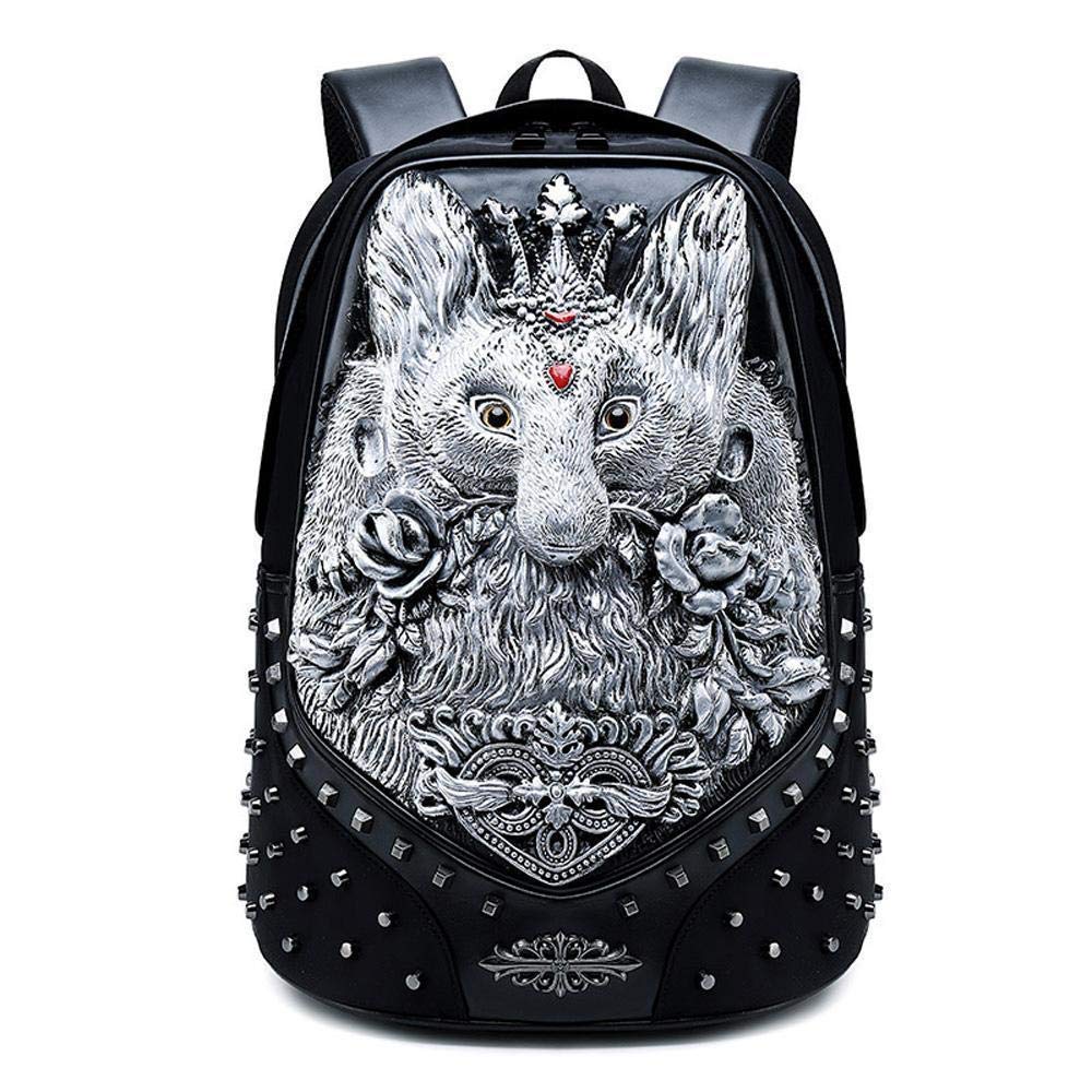 3D Fox Studded Backpack for Women - Stylish Animal Print Casual Sports Laptop Travel Bag - Perfect for School, Work, Gym & Outdoor Adventures
