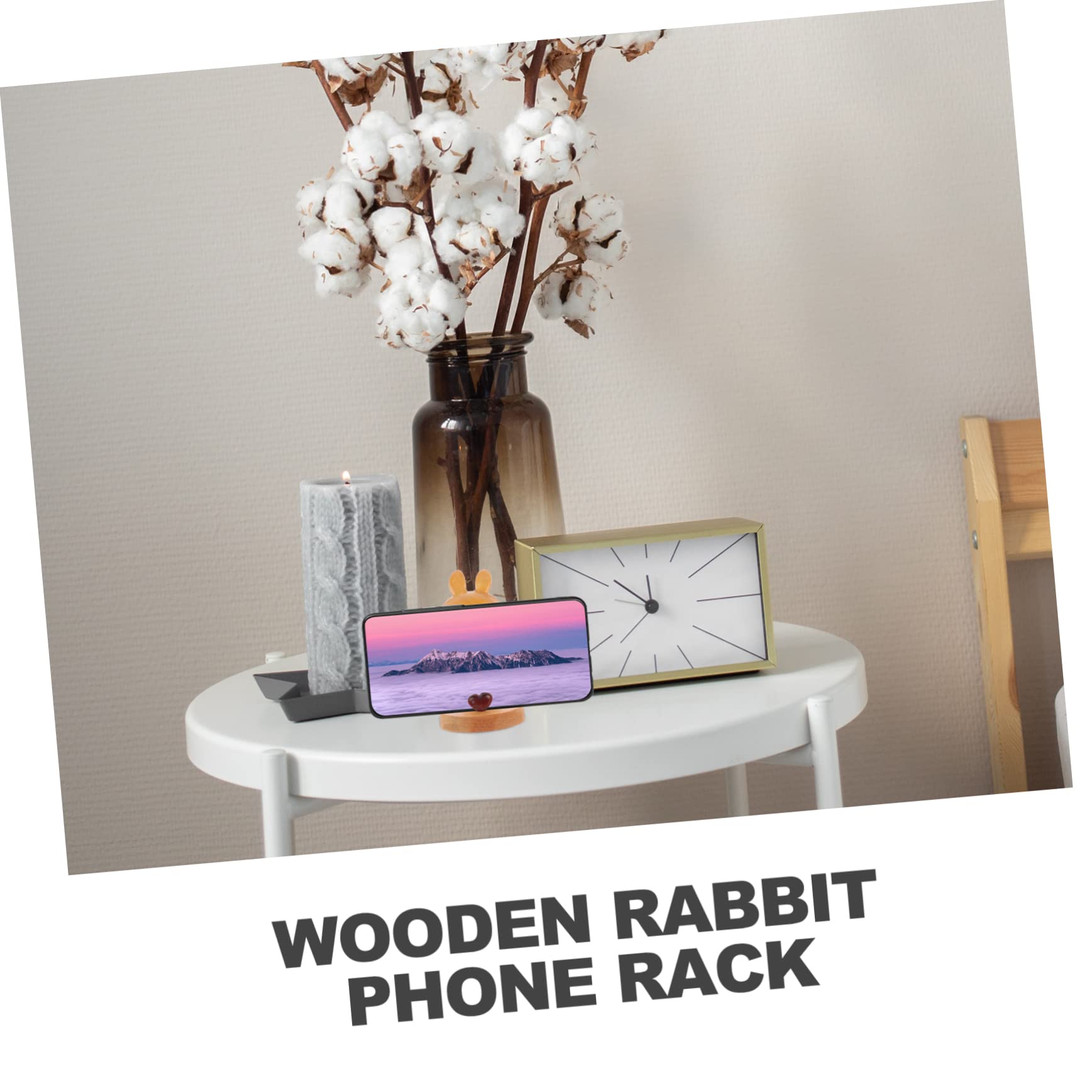 3-Pack Wooden Rabbit-Shaped Phone Stand - Portable Desktop Cell Phone Holder for Home, Office, and Travel Use