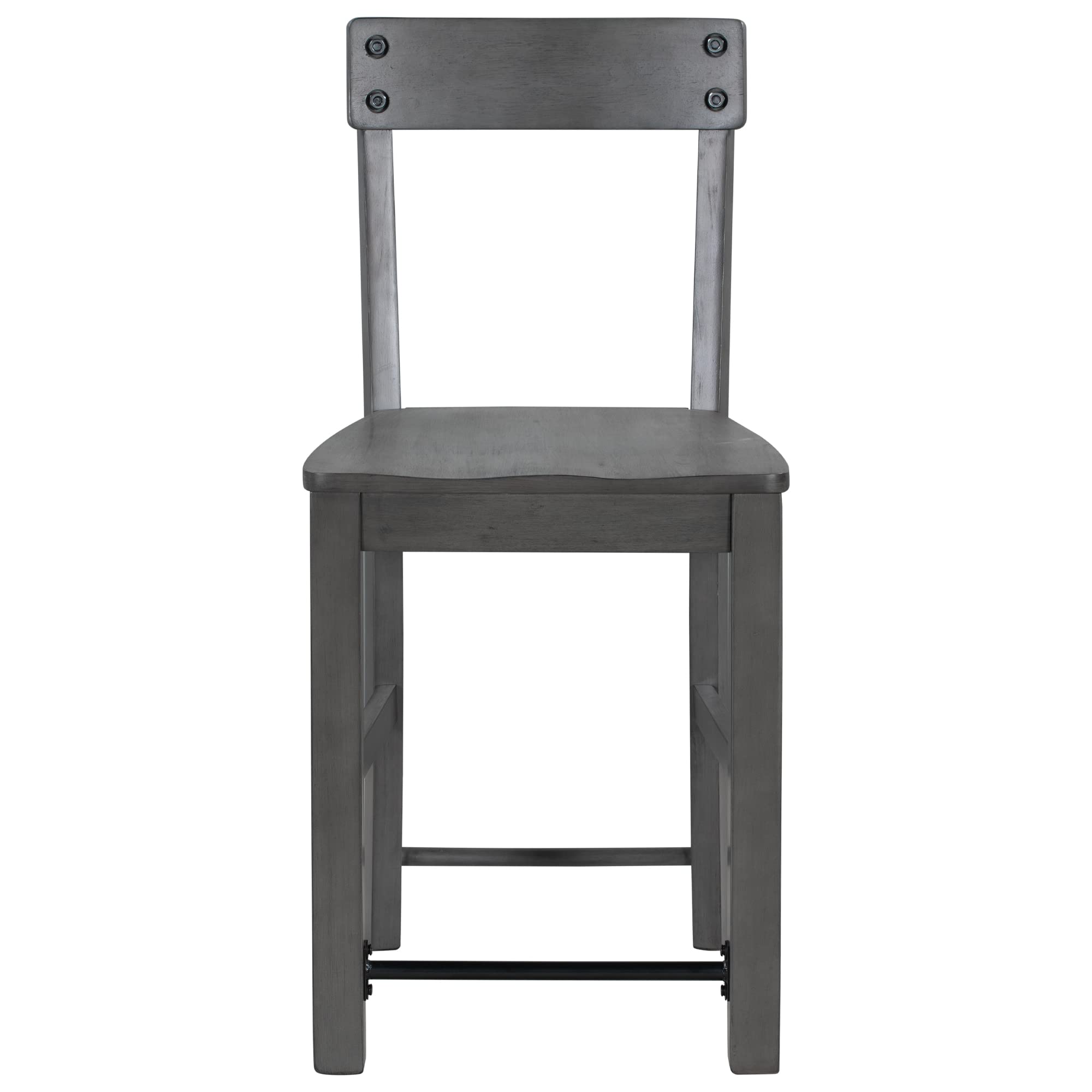Minimalist Industrial Style Dining Room Chairs Set of 4 - Wooden Counter Height Bar Stools for Kitchen Island, Breakfast Nook & Small Space - Modern Gray & Wood Finish - Perfect for Apartments, Dining Rooms & Home Offices