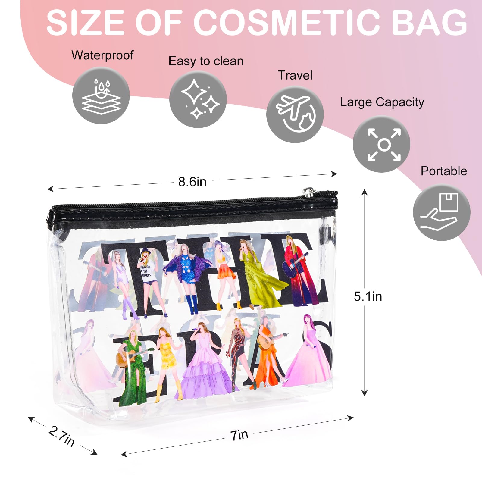 Singer Themed Makeup Bag for Women - Perfect Music Lover Gift for Friends, Sisters & TS Fans - Ideal Birthday, Christmas & Valentine's Day Present - Great for Travel, Cosmetics Storage & Daily Use